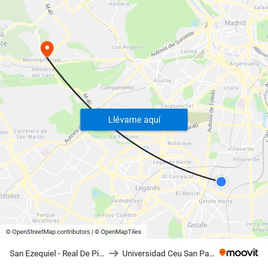 San Ezequiel - Real De Pinto to Universidad Ceu San Pablo map
