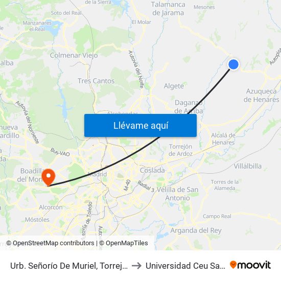 Urb. Señorío De Muriel, Torrejón Del Rey to Universidad Ceu San Pablo map