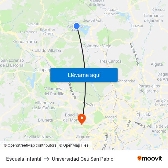 Escuela Infantil to Universidad Ceu San Pablo map