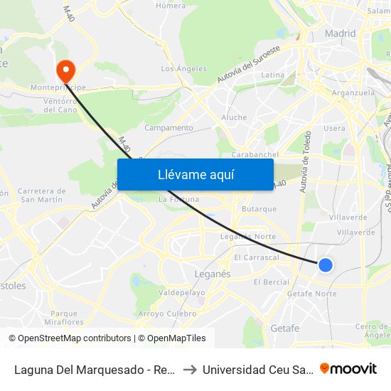 Laguna Del Marquesado - Real De Pinto to Universidad Ceu San Pablo map