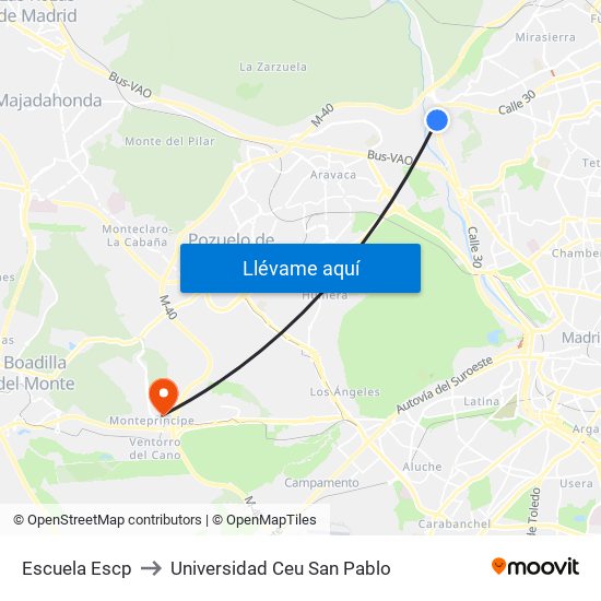 Escuela Escp to Universidad Ceu San Pablo map