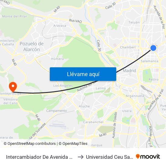 Intercambiador De Avenida De América to Universidad Ceu San Pablo map