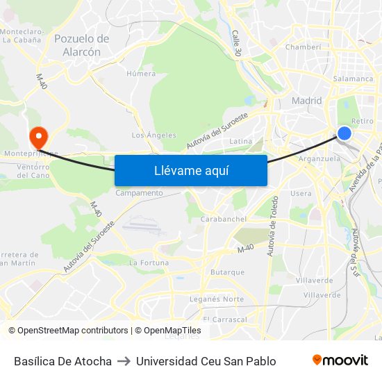 Basílica De Atocha to Universidad Ceu San Pablo map