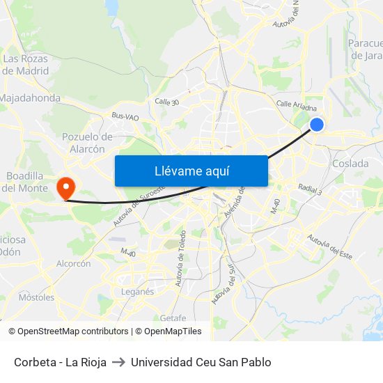Corbeta - La Rioja to Universidad Ceu San Pablo map