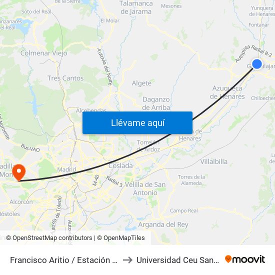 Francisco Aritio / Estación De Tren to Universidad Ceu San Pablo map