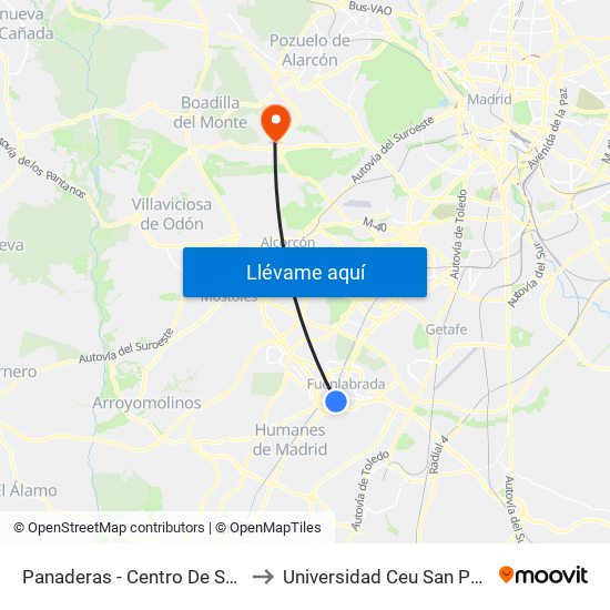 Panaderas - Centro De Salud to Universidad Ceu San Pablo map