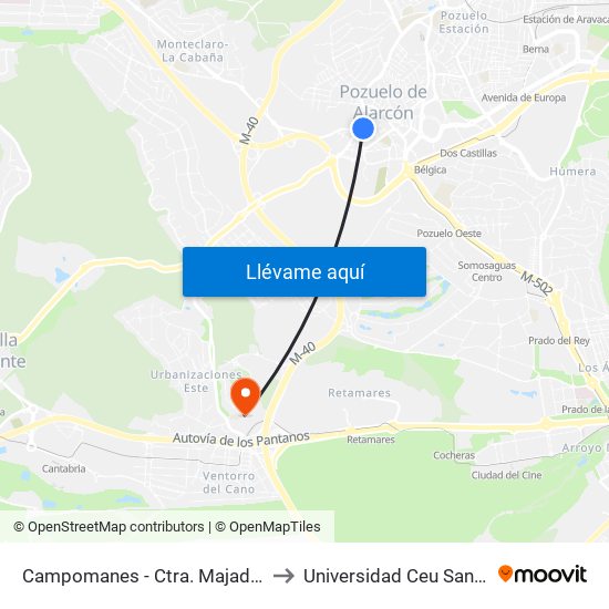 Campomanes - Ctra. Majadahonda to Universidad Ceu San Pablo map