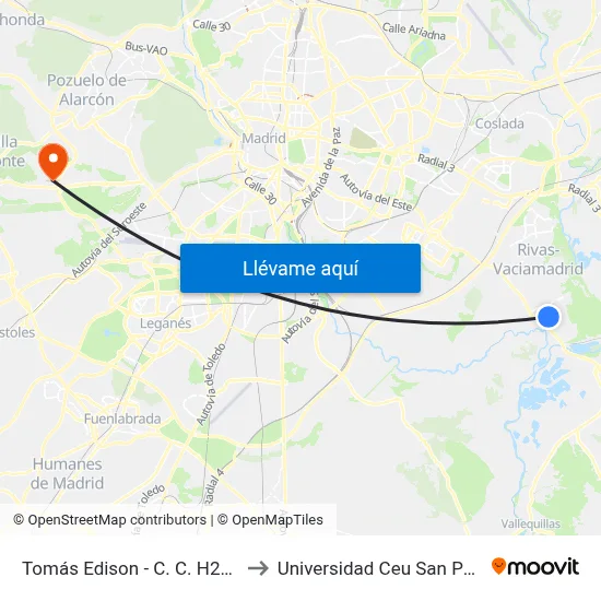 Tomás Edison - C. C. H2ocio to Universidad Ceu San Pablo map