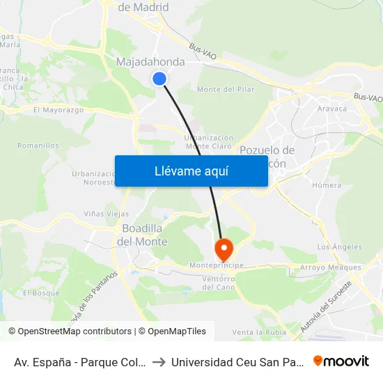 Av. España - Parque Colón to Universidad Ceu San Pablo map