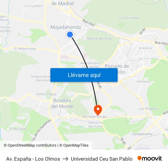 Av. España - Los Olmos to Universidad Ceu San Pablo map