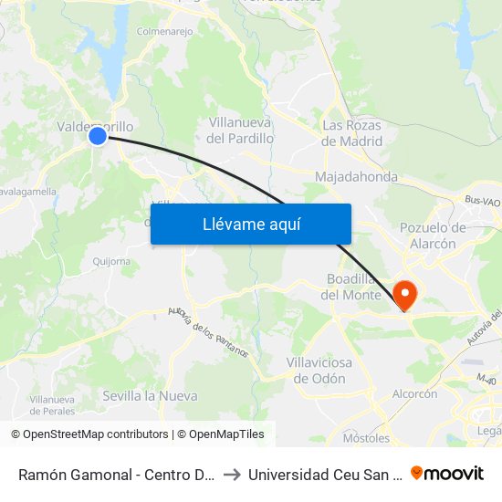 Ramón Gamonal - Centro De Salud to Universidad Ceu San Pablo map