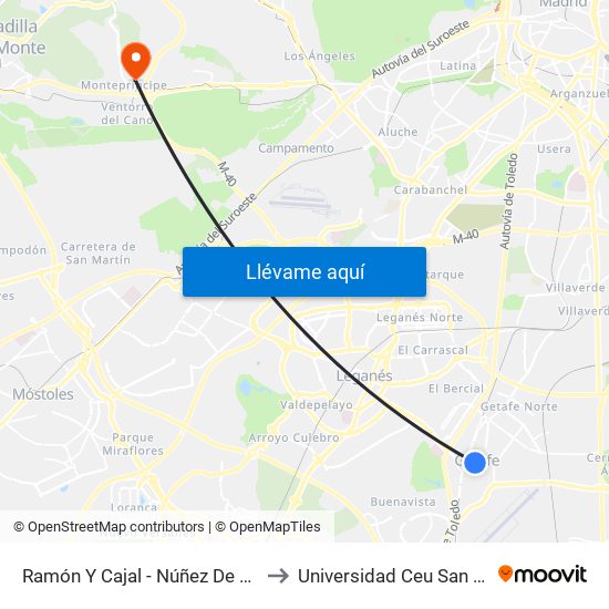 Ramón Y Cajal - Núñez De Balboa to Universidad Ceu San Pablo map