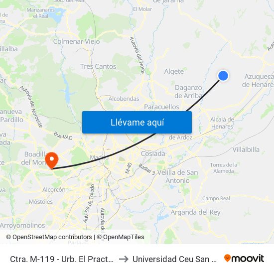 Ctra. M-119 - Urb. El Practicante to Universidad Ceu San Pablo map