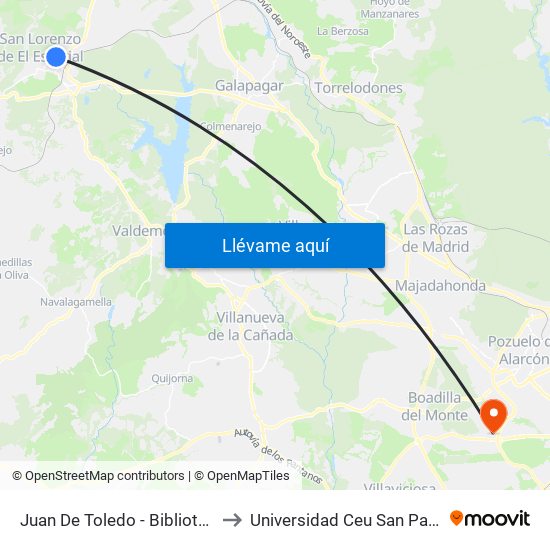 Juan De Toledo - Biblioteca to Universidad Ceu San Pablo map