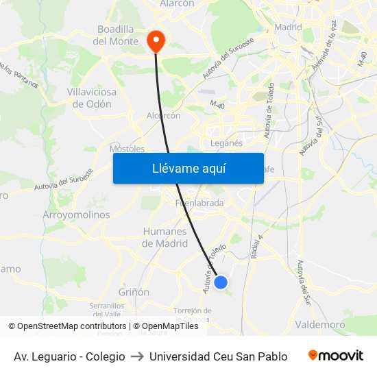 Av. Leguario - Colegio to Universidad Ceu San Pablo map