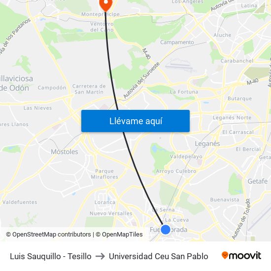 Luis Sauquillo - Tesillo to Universidad Ceu San Pablo map