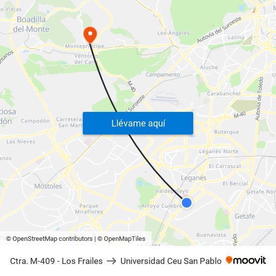 Ctra. M-409 - Los Frailes to Universidad Ceu San Pablo map
