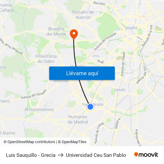 Luis Sauquillo - Grecia to Universidad Ceu San Pablo map