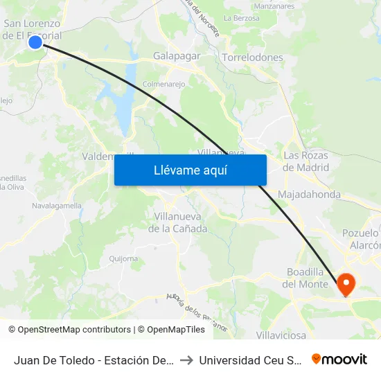Juan De Toledo - Estación De Autobuses to Universidad Ceu San Pablo map