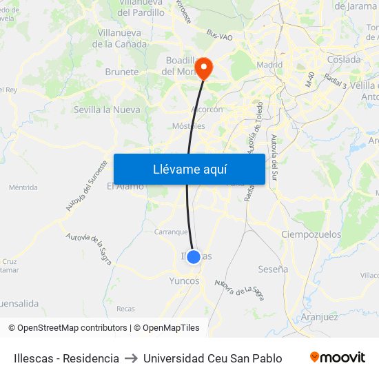 Illescas - Residencia to Universidad Ceu San Pablo map