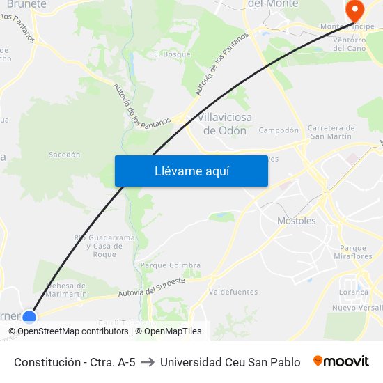 Constitución - Ctra. A-5 to Universidad Ceu San Pablo map