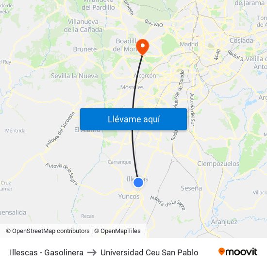 Illescas - Gasolinera to Universidad Ceu San Pablo map