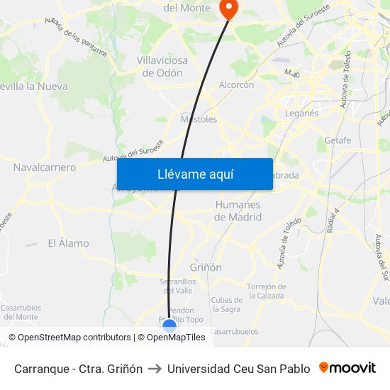 Carranque - Ctra. Griñón to Universidad Ceu San Pablo map