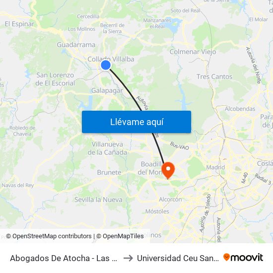 Abogados De Atocha - Las Dehesas to Universidad Ceu San Pablo map