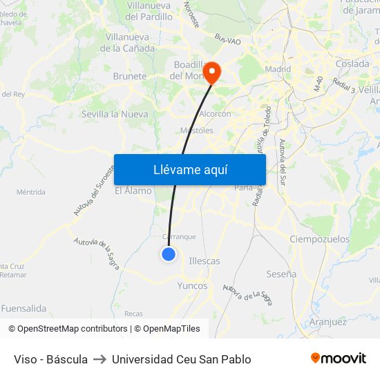 Viso - Báscula to Universidad Ceu San Pablo map