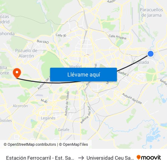 Estación Ferrocarril - Est. San Fernando to Universidad Ceu San Pablo map