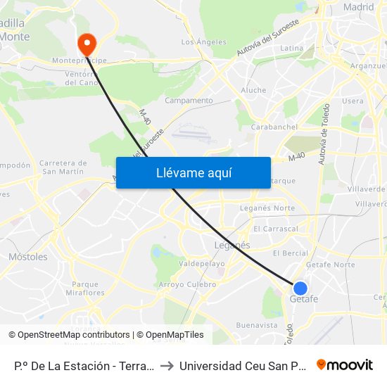 P.º De La Estación - Terradas to Universidad Ceu San Pablo map