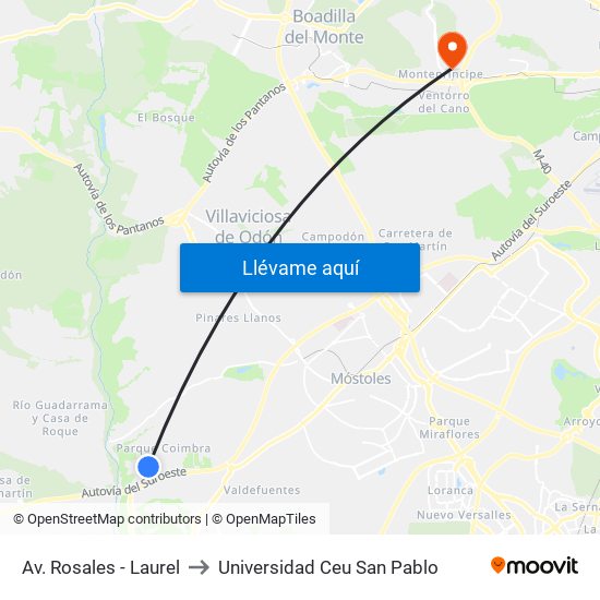 Av. Rosales - Laurel to Universidad Ceu San Pablo map