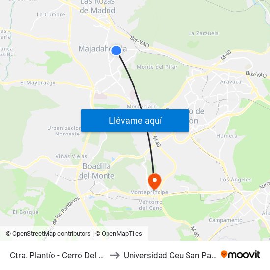 Ctra. Plantío - Cerro Del Aire to Universidad Ceu San Pablo map
