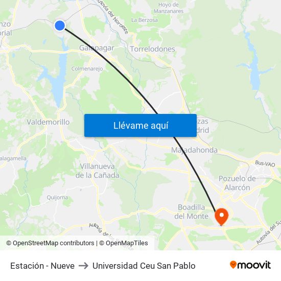 Estación - Nueve to Universidad Ceu San Pablo map