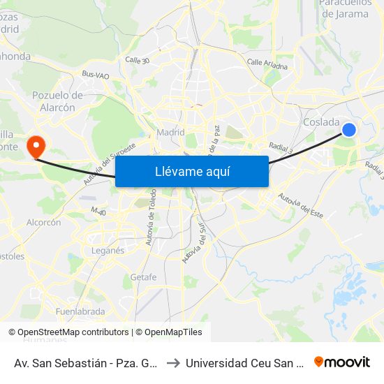 Av. San Sebastián - Pza. Gallarta to Universidad Ceu San Pablo map