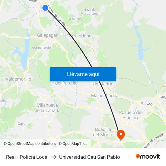 Real - Policia Local to Universidad Ceu San Pablo map