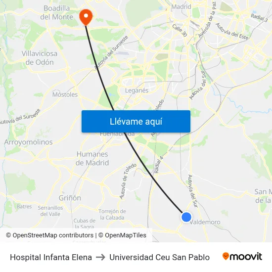 Hospital Infanta Elena to Universidad Ceu San Pablo map