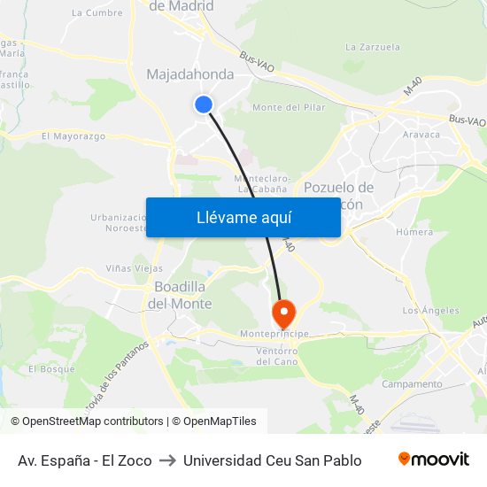 Av. España - El Zoco to Universidad Ceu San Pablo map