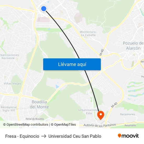 Fresa - Equinocio to Universidad Ceu San Pablo map