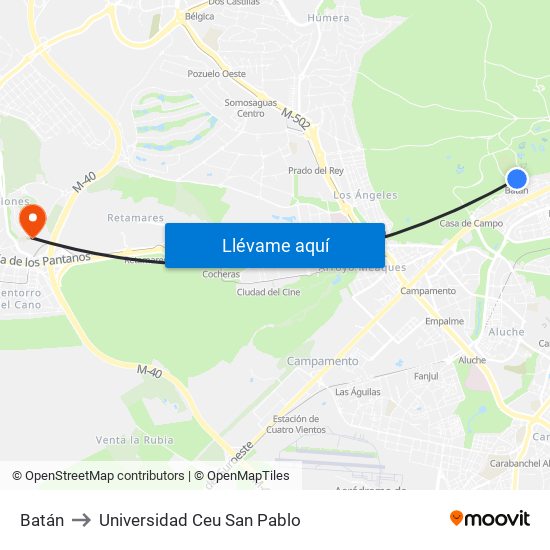 Batán to Universidad Ceu San Pablo map