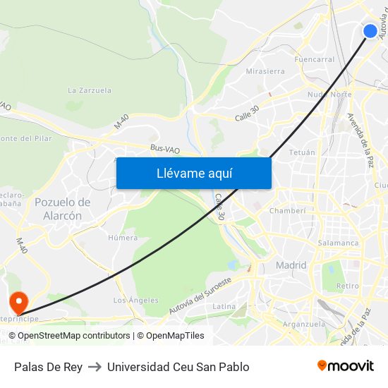 Palas De Rey to Universidad Ceu San Pablo map