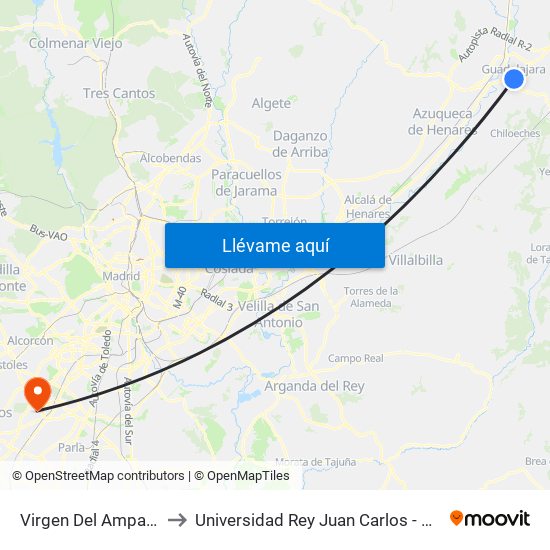 Virgen Del Amparo / San Ginés to Universidad Rey Juan Carlos - Campus De Fuenlabrada map