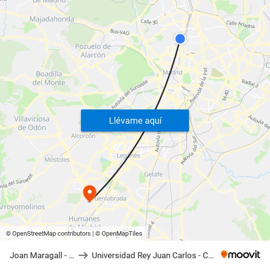 Joan Maragall - San Germán to Universidad Rey Juan Carlos - Campus De Fuenlabrada map