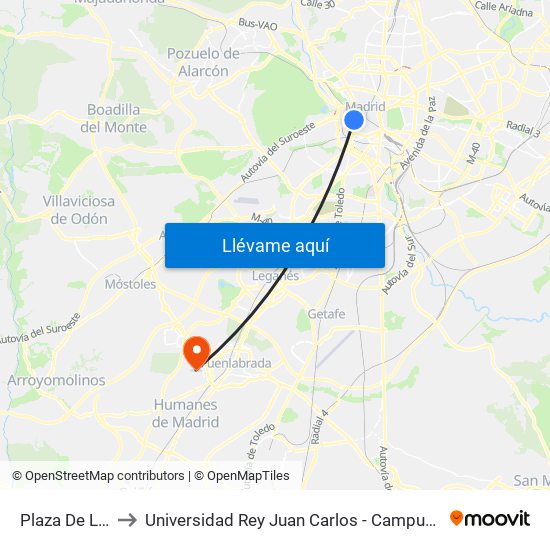 Plaza De La Paja to Universidad Rey Juan Carlos - Campus De Fuenlabrada map