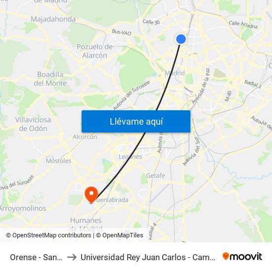 Orense - San Germán to Universidad Rey Juan Carlos - Campus De Fuenlabrada map