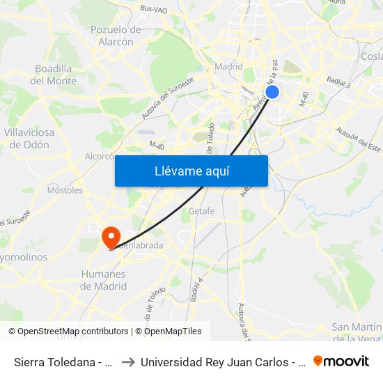 Sierra Toledana - Baltasar Santos to Universidad Rey Juan Carlos - Campus De Fuenlabrada map