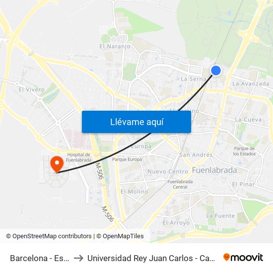 Barcelona - Est. La Serna to Universidad Rey Juan Carlos - Campus De Fuenlabrada map