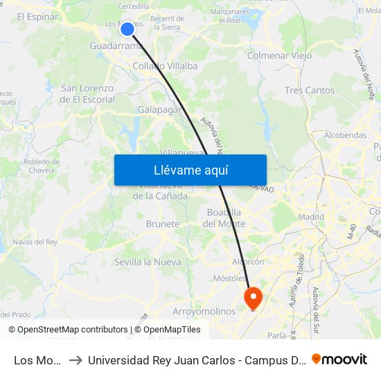Los Molinos to Universidad Rey Juan Carlos - Campus De Fuenlabrada map