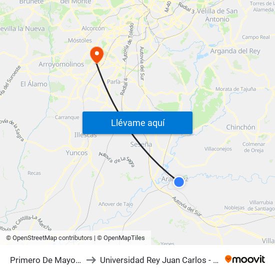 Primero De Mayo - Polideportivo to Universidad Rey Juan Carlos - Campus De Fuenlabrada map