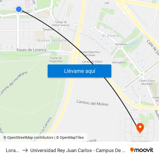 Loranca to Universidad Rey Juan Carlos - Campus De Fuenlabrada map